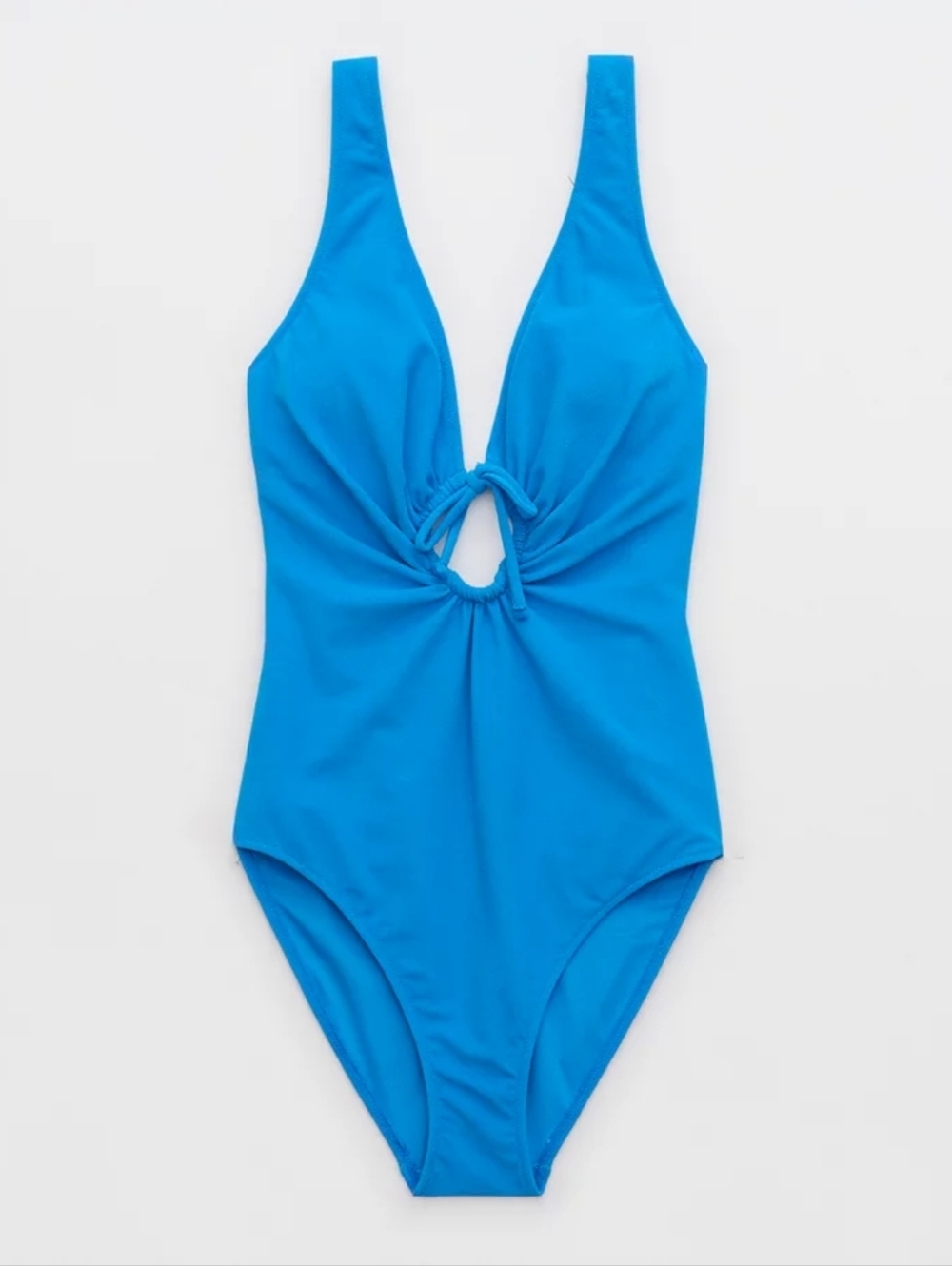 aerie Bright Blue Twist Front One-Piece Swimsuit